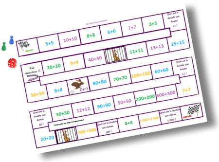jeu de l'oie des doubles jusqu'à 10+10 jeuxpourlaclasse.fr